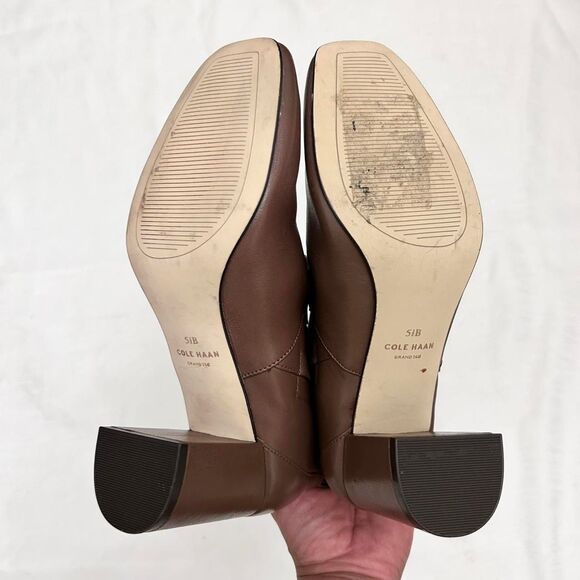 Cole Haan Chrystie Brown Leather Square Toe Knee-High Tall Boots - Sz 5.5B - Picture 3 of 8